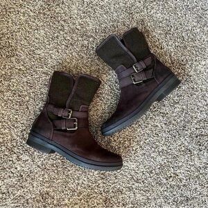 UGG Dark Brown Ankle Boots with Buckle Detail